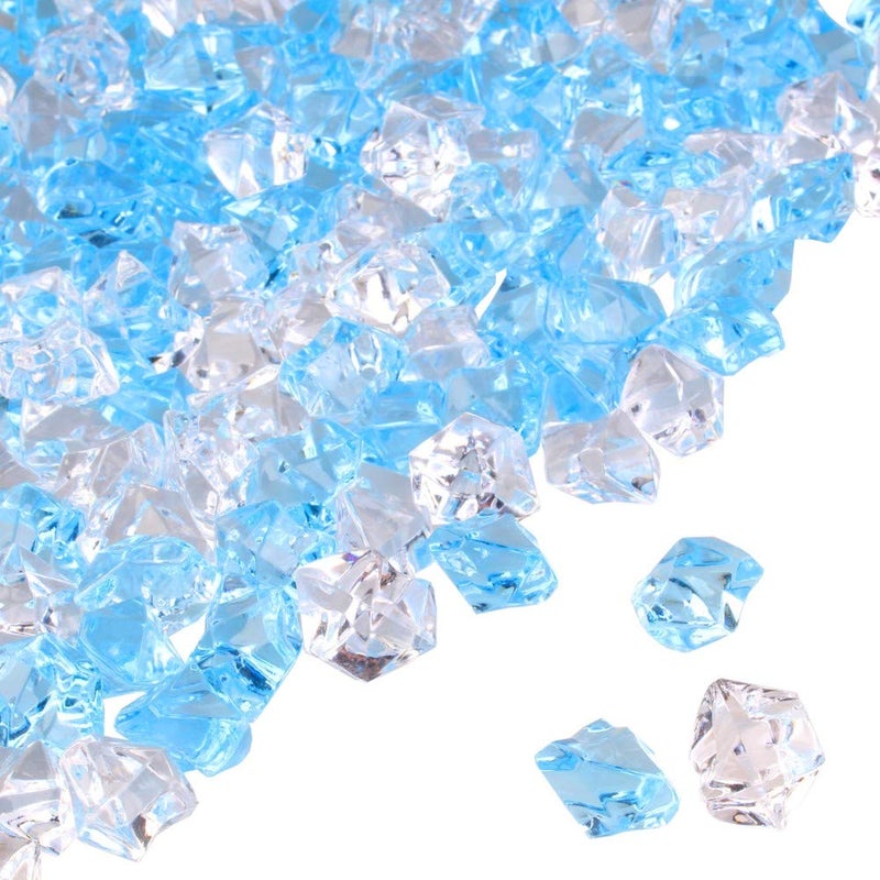 PMLAND Clear Fake Ice Rocks â€“ 550 Pcs Large Mixed Light Blue Acrylic Gems Crushed Plastic Diamonds, 3 Lbs / 2.25 Quarts Bulk Vase Filler for Centerpieces Wedding Theme DÃ©cor Aquarium Table Scatter - Image 1